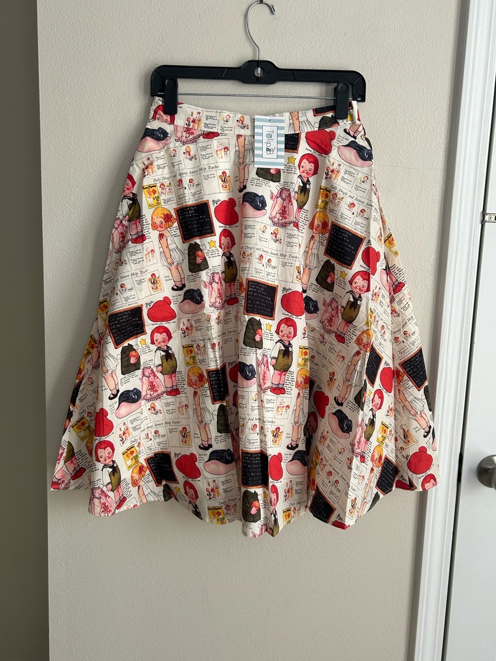 NWT Tulip B Dolly Dingle Grace Drayton Novelty Paper Doll Print Full Skirt Sz M